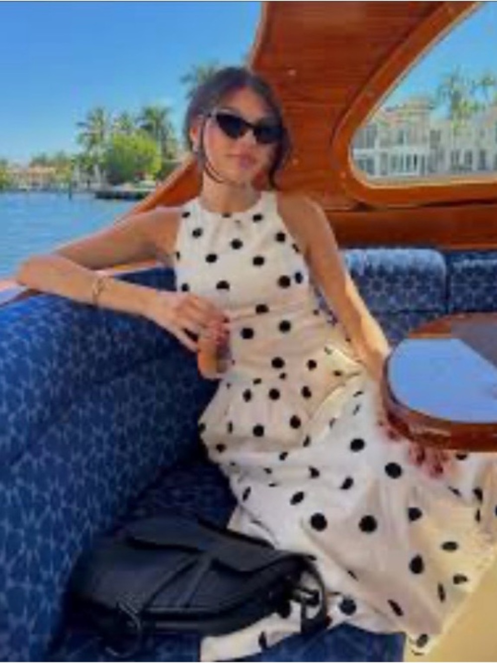 Abercrombie & Fitch High Halter Polka Dot Pockets Midi Dress Size M MSRP $120 - Picture 2 of 9